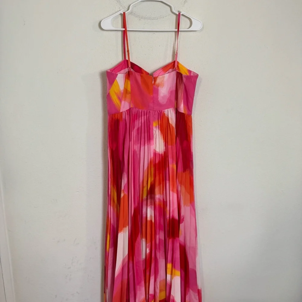 Hutch mali bustier Pink and Orange watercolor pleated Satin Gown - Picture 12 of 12